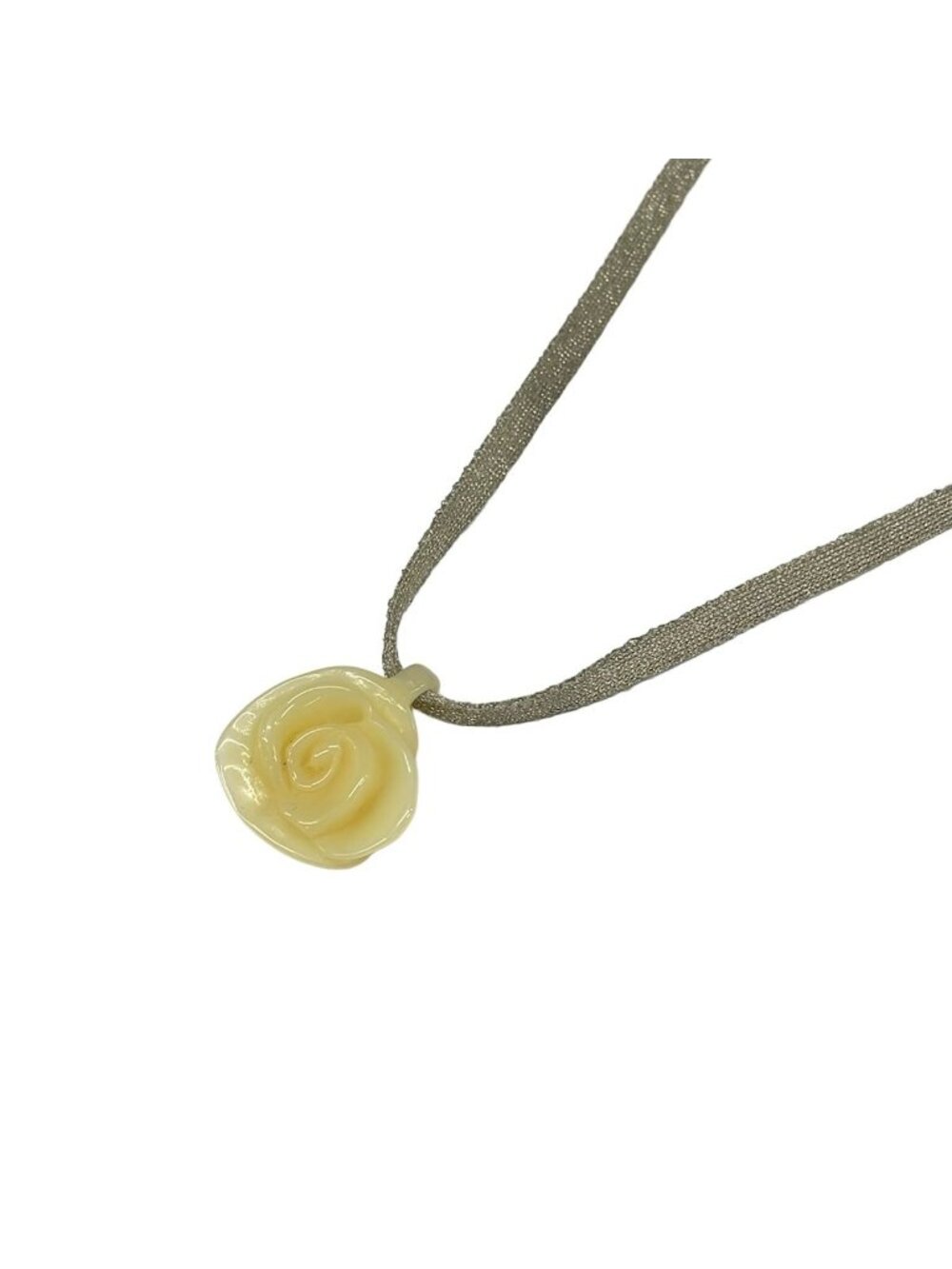 Chanel Choker Camelliacoco Mark Ivory Silver Necklace
